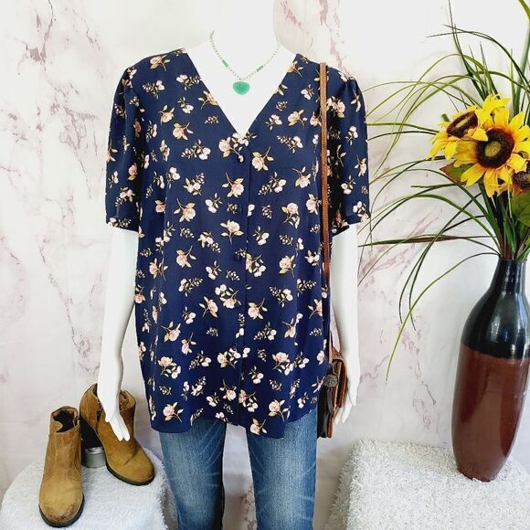 NWT 1. State floral print button front shirt - Picture 1 of 8